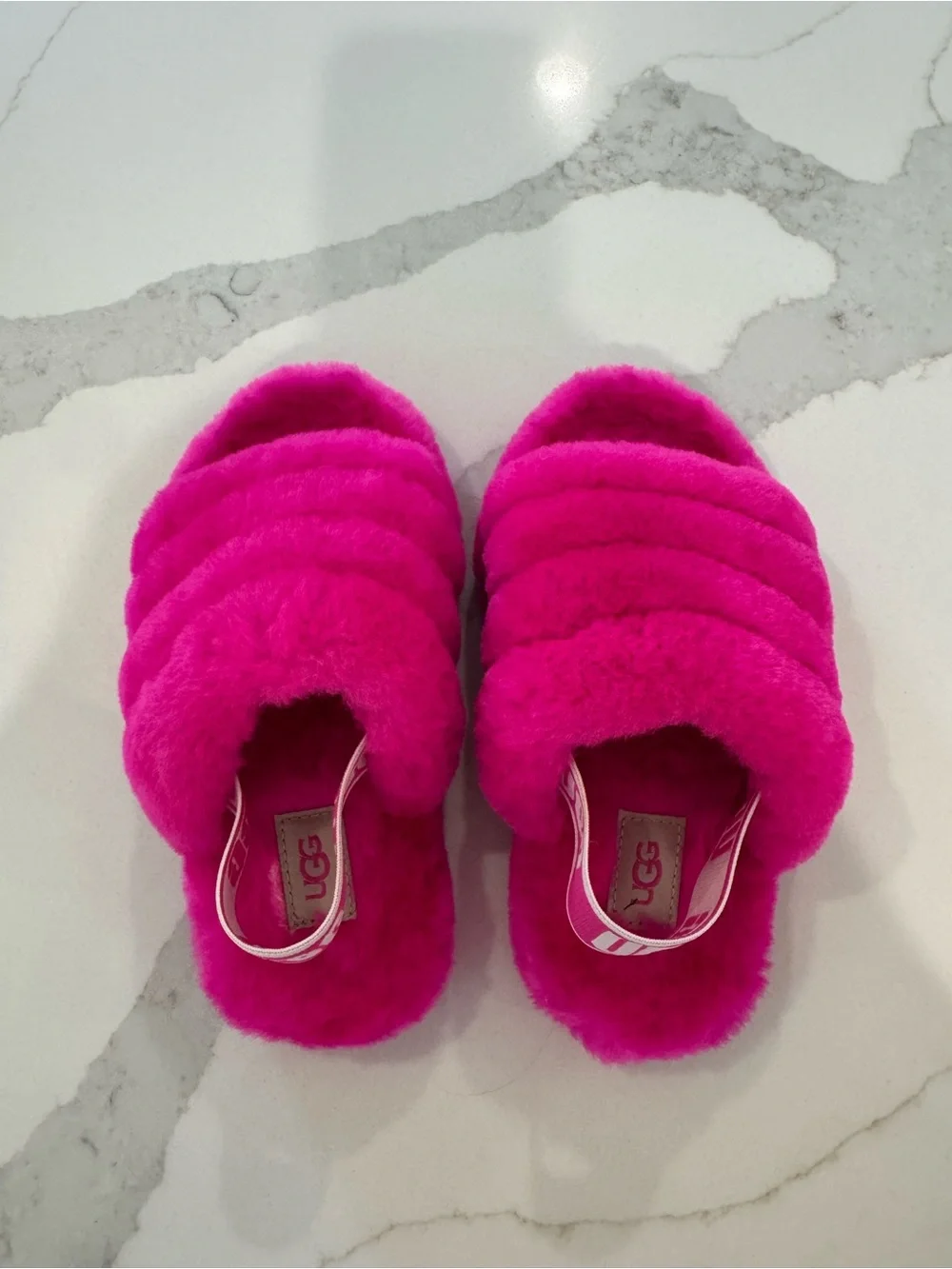 UGG Kids Hot Pink Fluff Slides